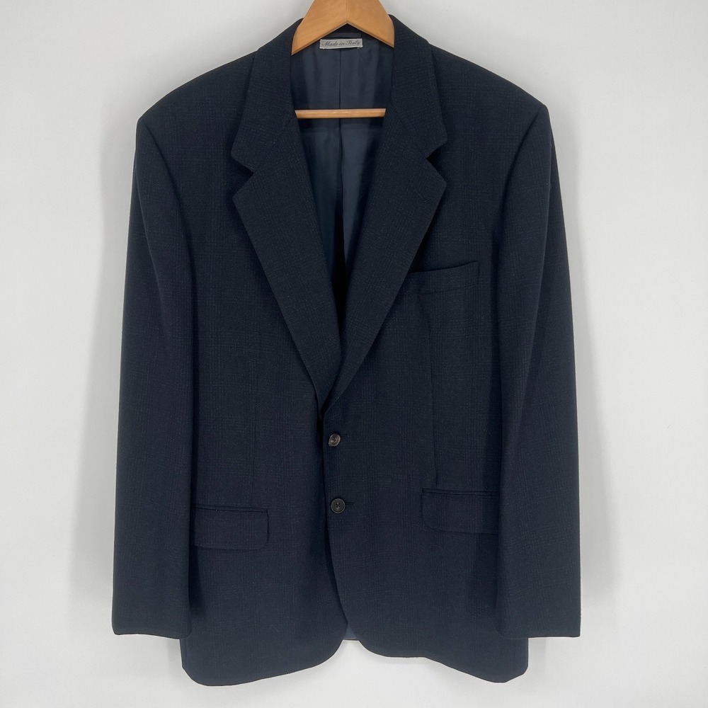 Belvest Sports Coat Mens 44 L Super 100s Worsted Wool Italy Navy Blue Blazer